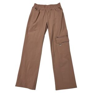Mono B Cargo Pants Women Small Brown Utility Wide Leg Stretch Waist Athleisure